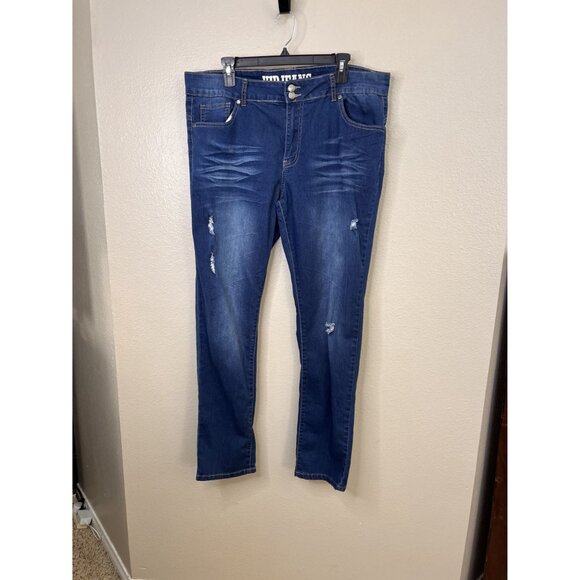 VIP Jeans Womens Blue Distressed Skinny Jeans 17/18 Premium Cotton Blend Stretch - Picture 2 of 7